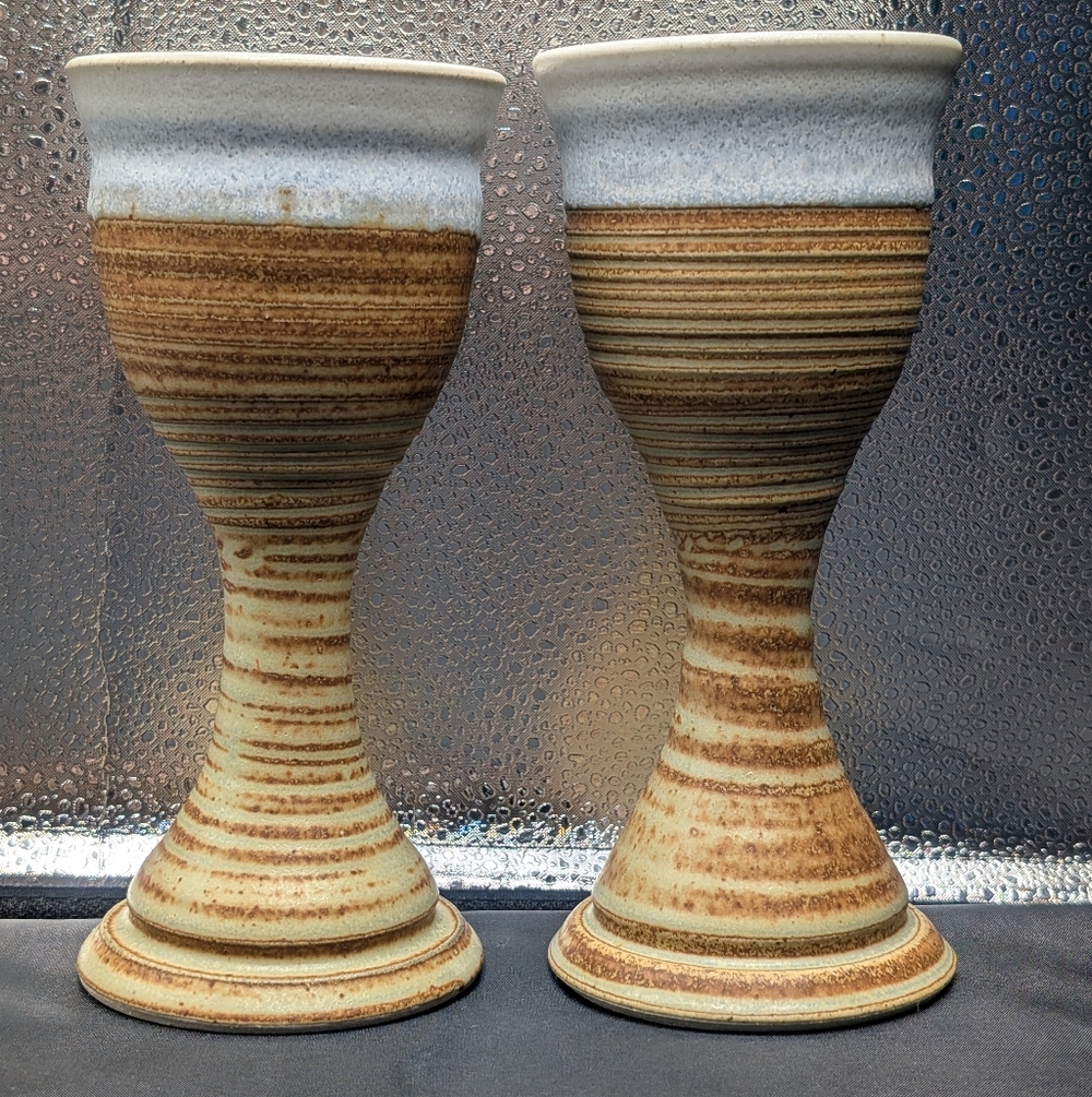 Clyde Gobble Signed Pottery Goblets, Hard To Find